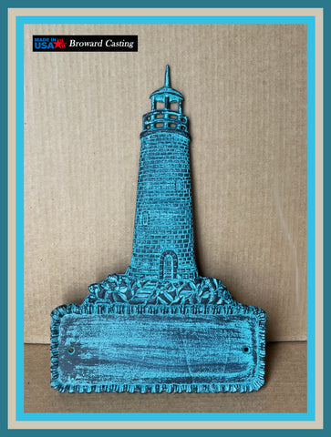 Cast Aluminum Patina Lighthouse Decorative Address Plaque