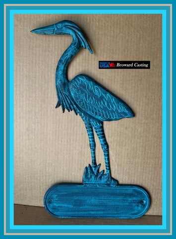 Cast Aluminum Patina Heron Decorative Address Plaque