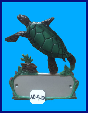 Aluminum Sea Turtle Decorative Address Plaque - Broward Casting