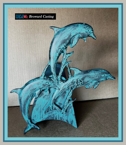 Cast Aluminum Patina Jumping Dolphin Decorative Hose Holder