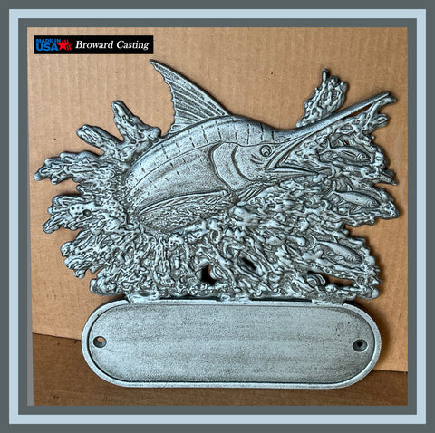 Copy of Cast Aluminum Pewter Marlin Decorative Address Plaque