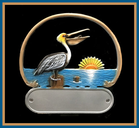 Aluminum Pelican Scene Decorative Address Plaque - Broward Casting
