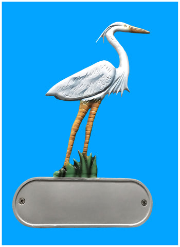 Aluminum Heron Decorative Address Plaque - Broward Casting