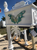 CUSTOM ORDERED/PAINTED PALM TREE w/Butterfly Inserts HIGH QUALITY CAST ALUMINUM MAILBOX