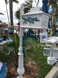 CUSTOM ORDERED/ PAINTED MAHI DOLPHIN w/flying fish Inserts HIGH QUALITY CAST ALUMINUM MAILBOX